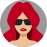 Illustration of a woman with vibrant red hair